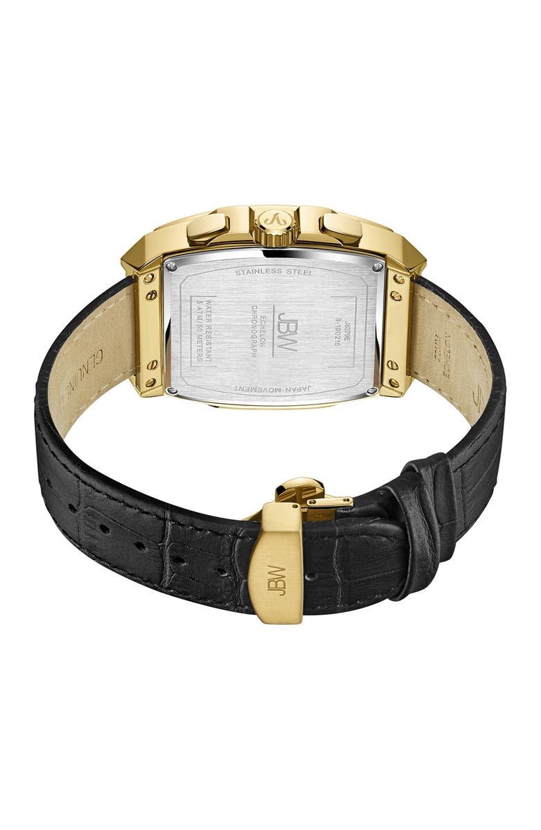 JBW Echelon Diamond Chronograph Croc Embossed Leather Strap Watch, 41mm, Alternate, color, 