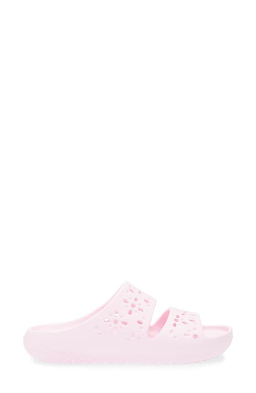 Crocs Classic Floral Cutout Slide Sandal In Pink