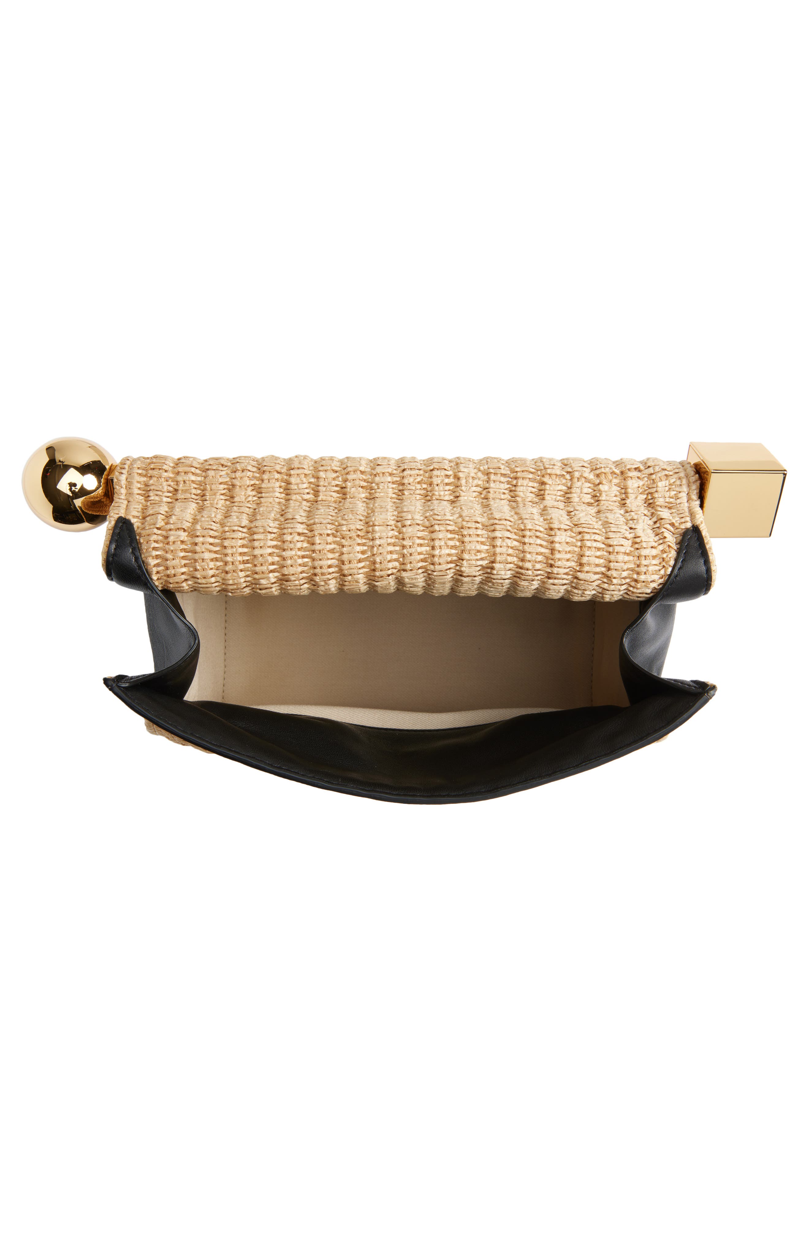 Jacquemus La Pochette Rond Carré Raffia Clutch, Alternate, color, 