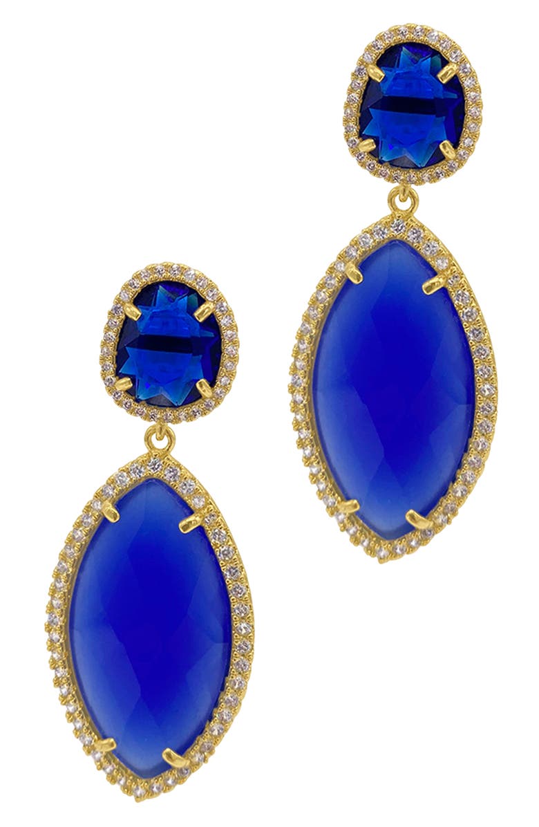 Adornia Water Resistant Blue Drop Marquis Halo Earrings, Main, color, 