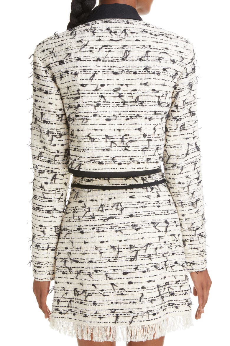 Bow Detail Bouclé Tweed Crop Jacket, Alternate, color, IVORY/ BLACK