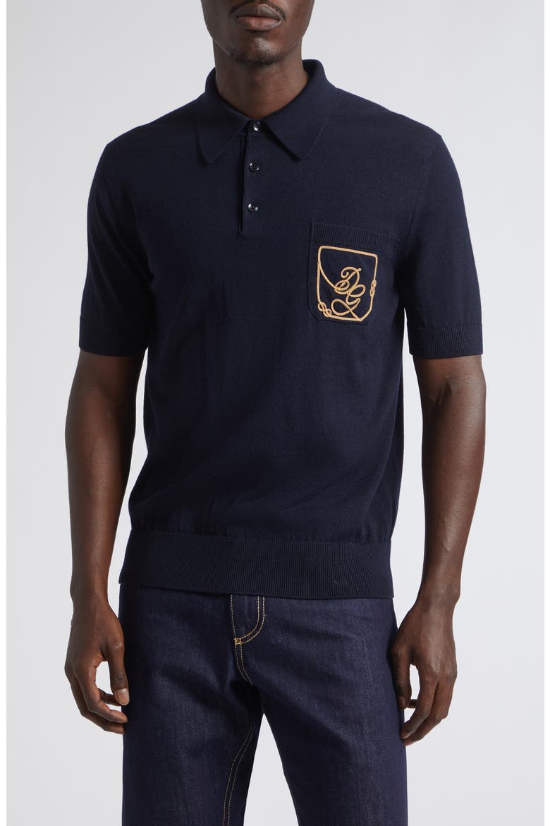 Logo Embroidered Virgin Wool Polo, Main, color, BLU SCURISSIMO 1