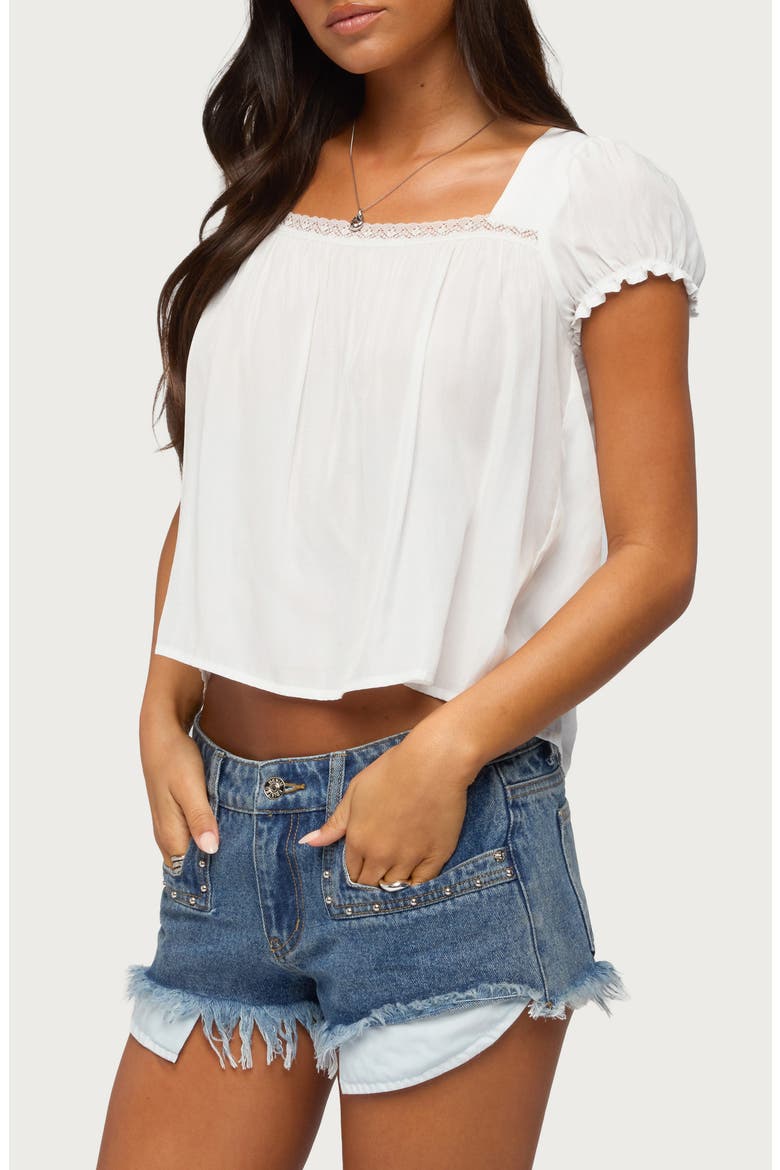 Nesta Puff Sleeve Top, Alternate, color, WHITE