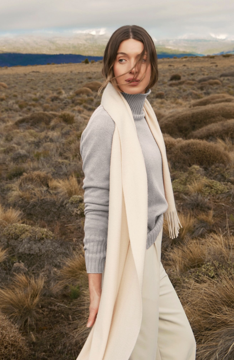 Italic Emma Cashmere Relaxed Turtleneck Sweater, Alternate, color, Heather Gray