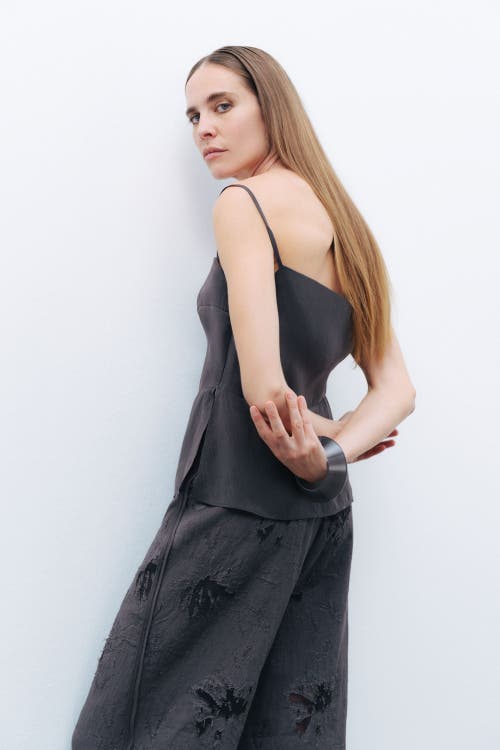 Nocturne Slit Strap Blouse In Anthracite