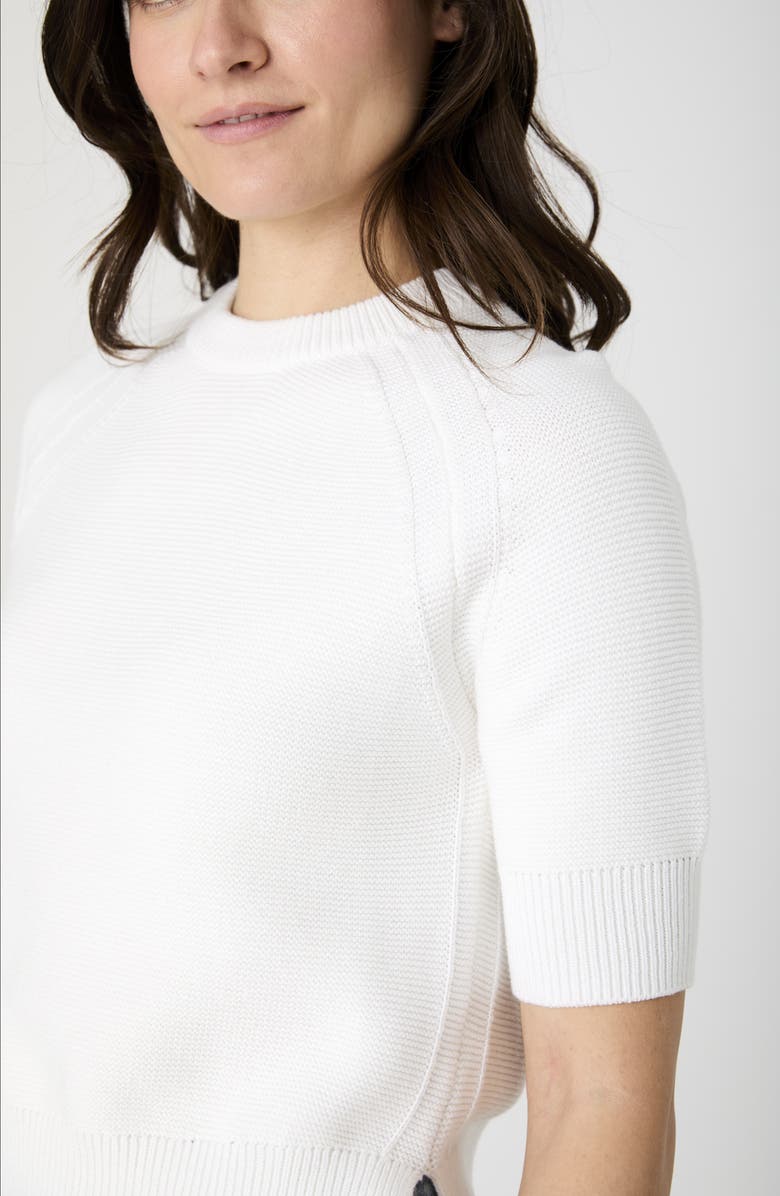 French Connection Lily Mozart Short Sleeve Cotton Sweater, Alternate, color, Summer White