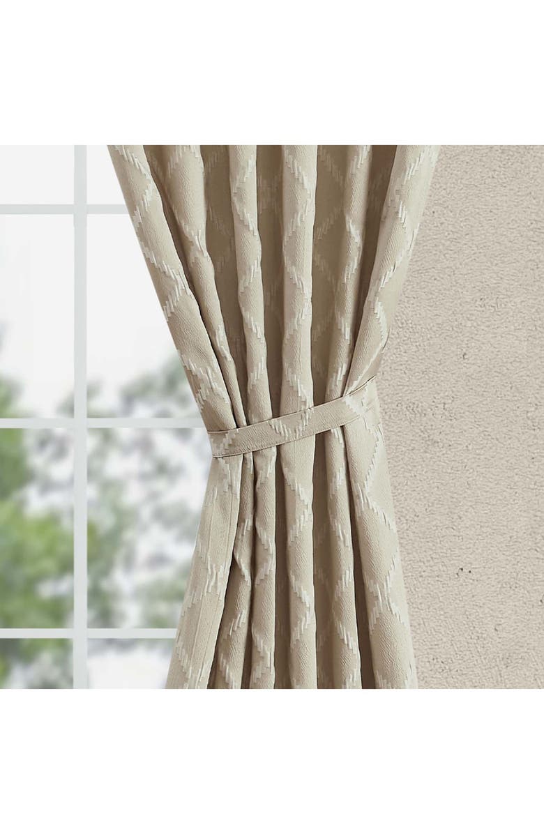 Jessica Simpson Lynee Geometric Satin Jacquard Blackout Curtains - 52" x 96", Alternate, color, Beige