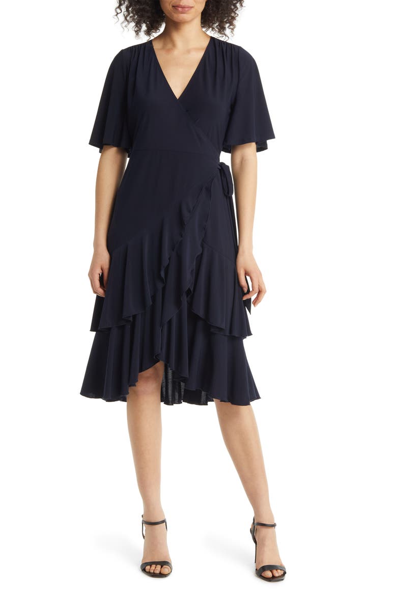 Miranda Midi Wrap Dress, Main, color, NOUVEAU NAVY