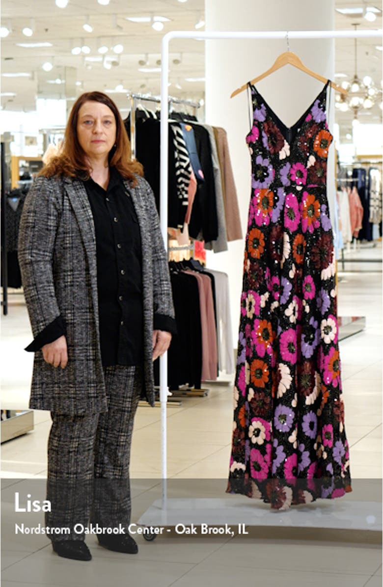 Alyssa Sequin Floral Sleeveless Gown, sales video thumbnail