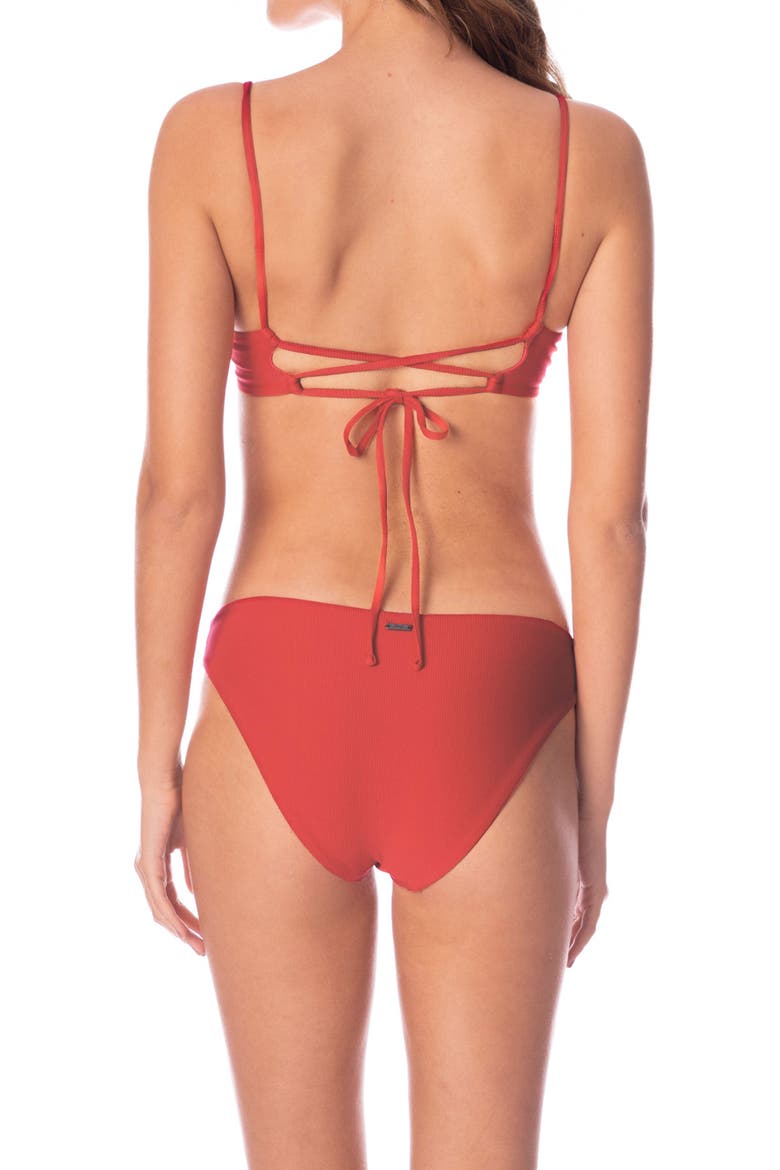 Red Camelia Dainty Reversible Underwire Bikini Top, Alternate, color, RED