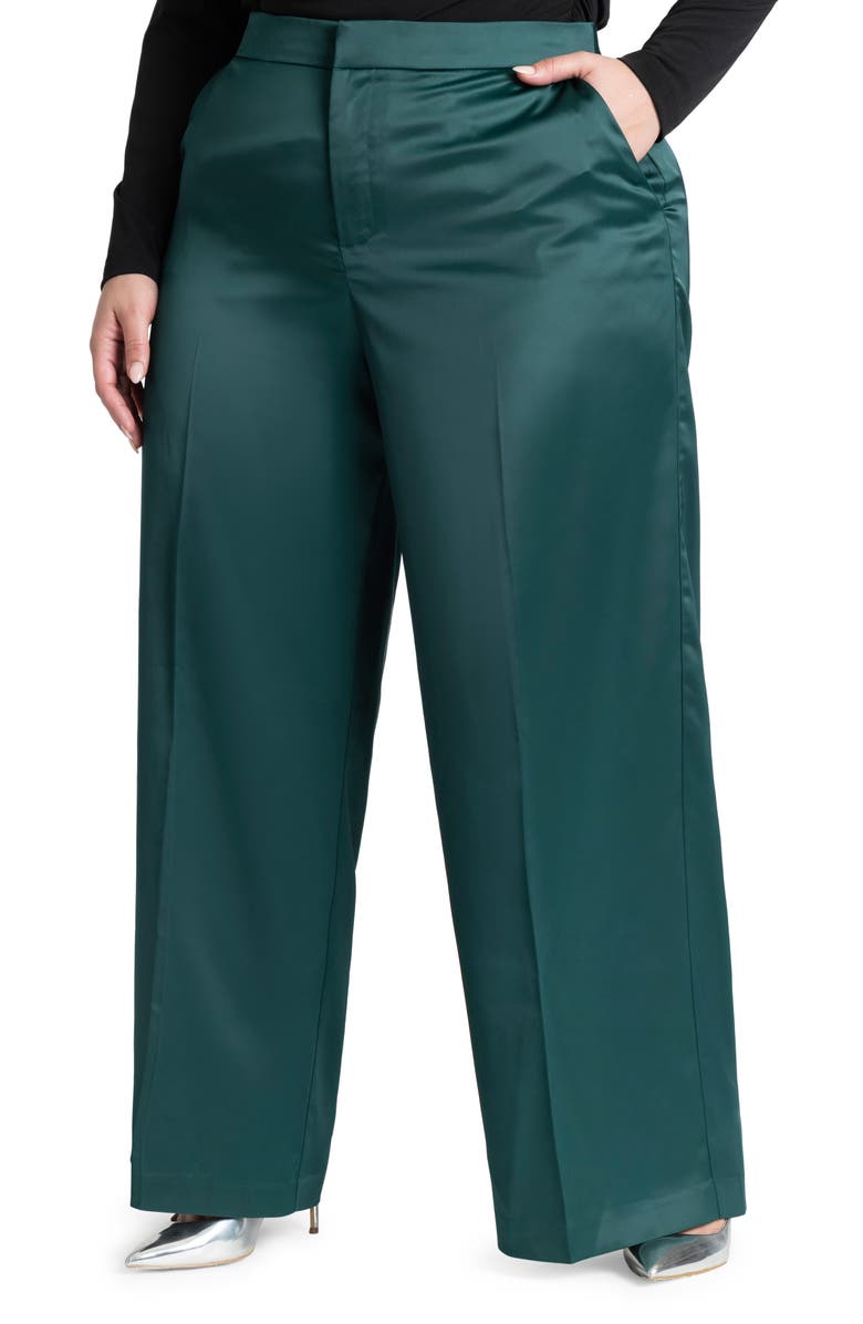ELOQUII Satin Wide Leg Trousers, Main, color,
