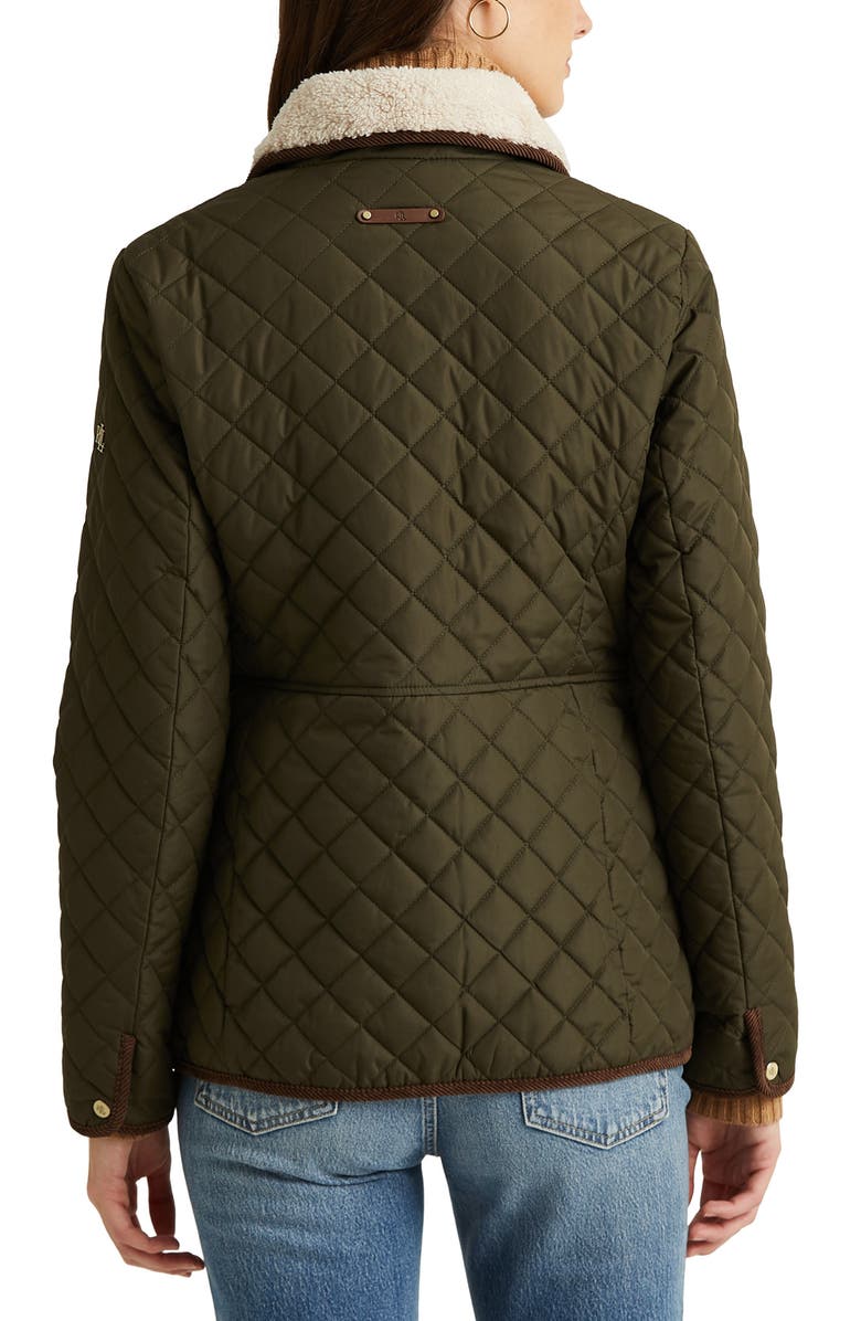 Lauren Ralph Lauren Quilted Blazer with Faux Shearling Lining, Alternate, color, Litchfeld Loden