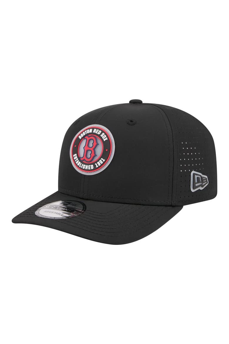 Men's New Era  Black Boston Red Sox Circle 9SEVENTY Adjustable Hat, Main, color, Black