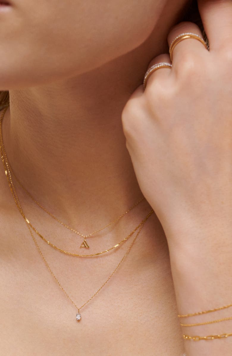 Monica Vinader Small Initial Pendant Necklace, Alternate, color, 14Kt Solid Gold - A