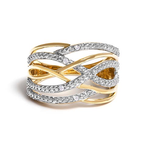 Silver Diamond Accent Crossover Ring