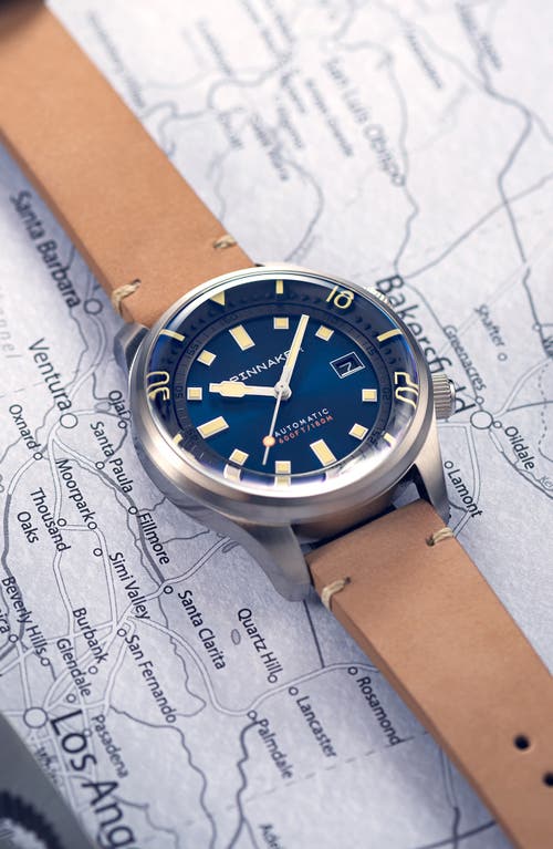 Spinnaker Bradner Automatic Leather Strap Watch, 42mm In Blue