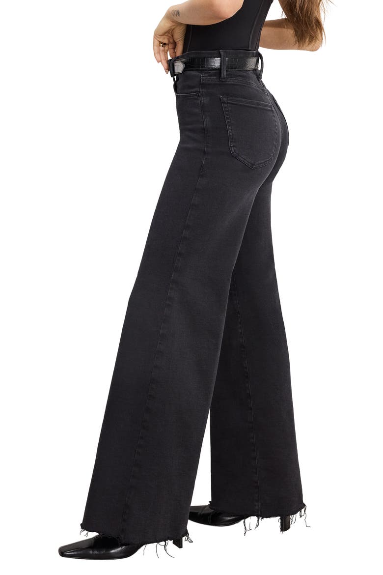 Soft-Tech Good Waist Palazzo Wide Leg Jeans, Alternate, color, BLACK391