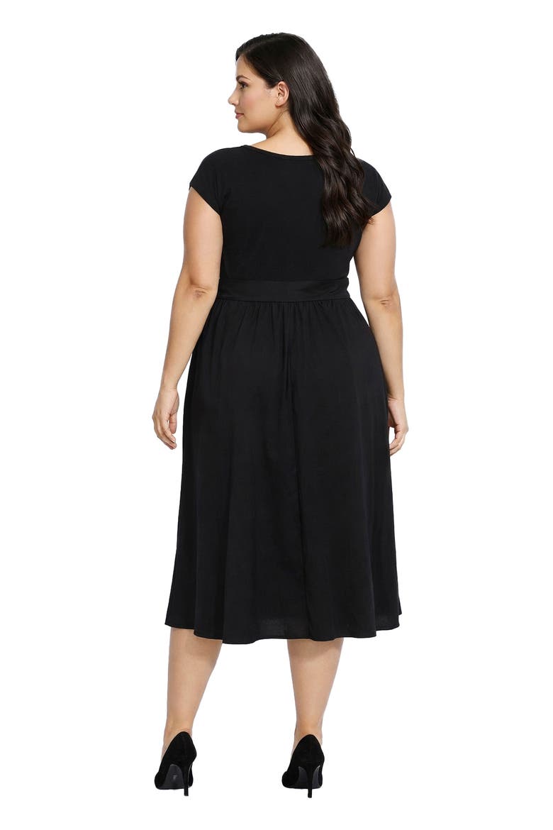 Sleeveless Buckle Belt Poplin Twofer Dress, Alternate, color, BLACK