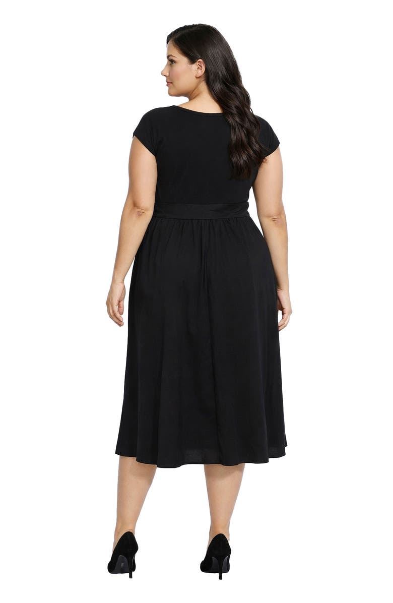 TASH AND SOPHIE Sleeveless Buckle Belt Poplin Twofer Dress, Alternate, color, Black