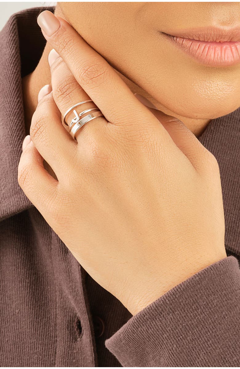 Sterling Forever Sterling Silver Initial Ring - Set of 3 - C, Alternate, color, 