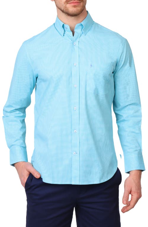 TAILORBYRD TAILORBYRD MICRO GINGHAM STRETCH COTTON BUTTON-UP SHIRT 