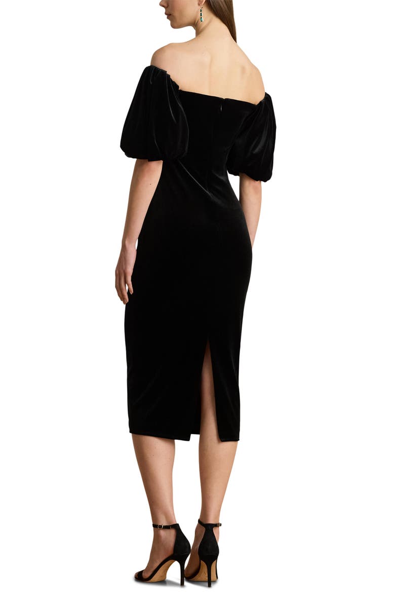 Lauren Ralph Lauren Faraine Off the Shoulder Velvet Midi Dress, Alternate, color, Black Velvet