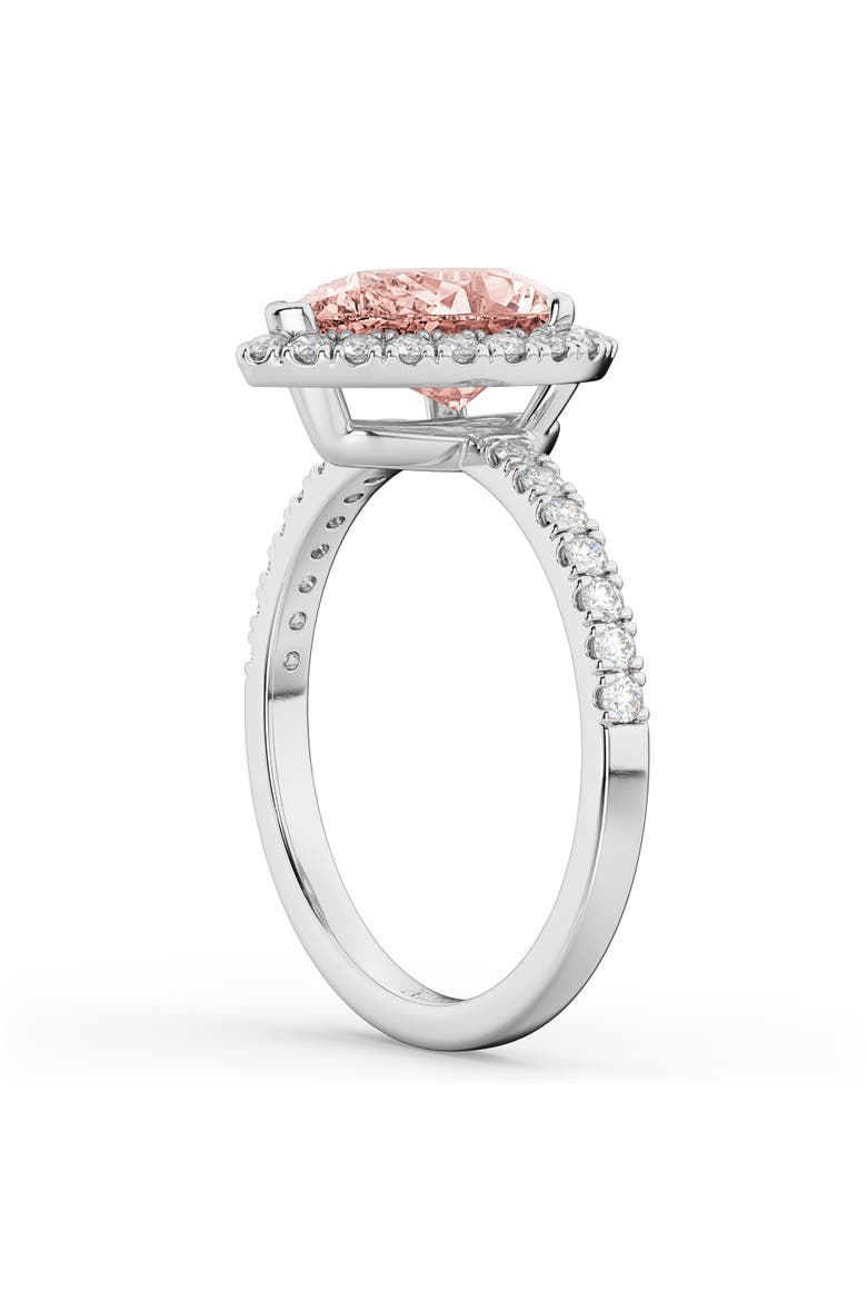 Pear Halo Morganite & Diamond Engagement Ring 14K Gold, Alternate, color, 2.51ct/White Gold