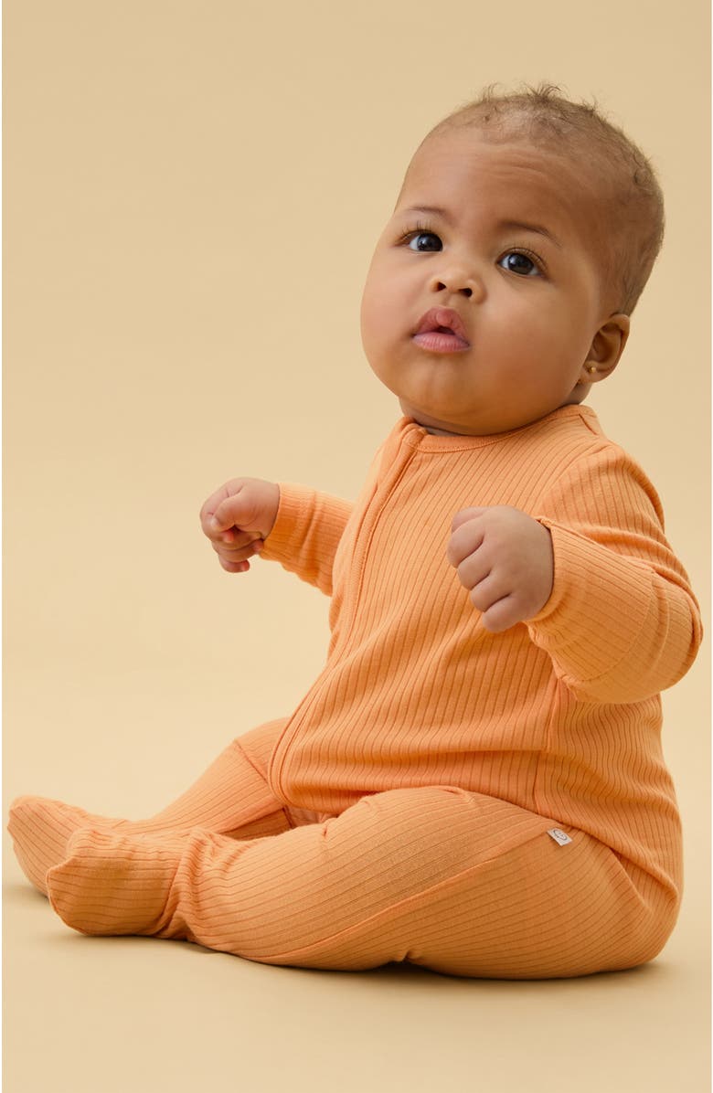 MORI Ribbed Two Way Zip-Up Sleepsuit, Alternate, color, Orange