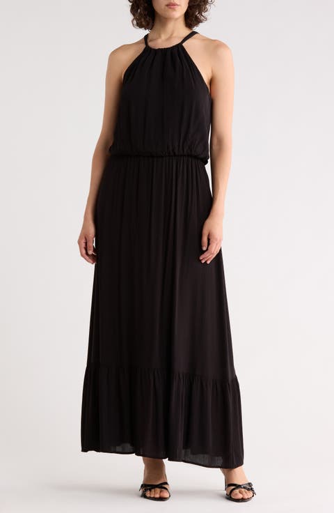 Halter Neck Gauze Maxi Dress