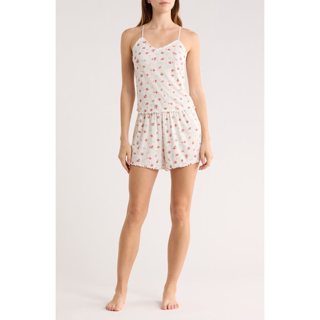 Abound Pretty Pointelle Shortie Pajamas in Ivory May Rose at Nordstrom Rack, Size Large