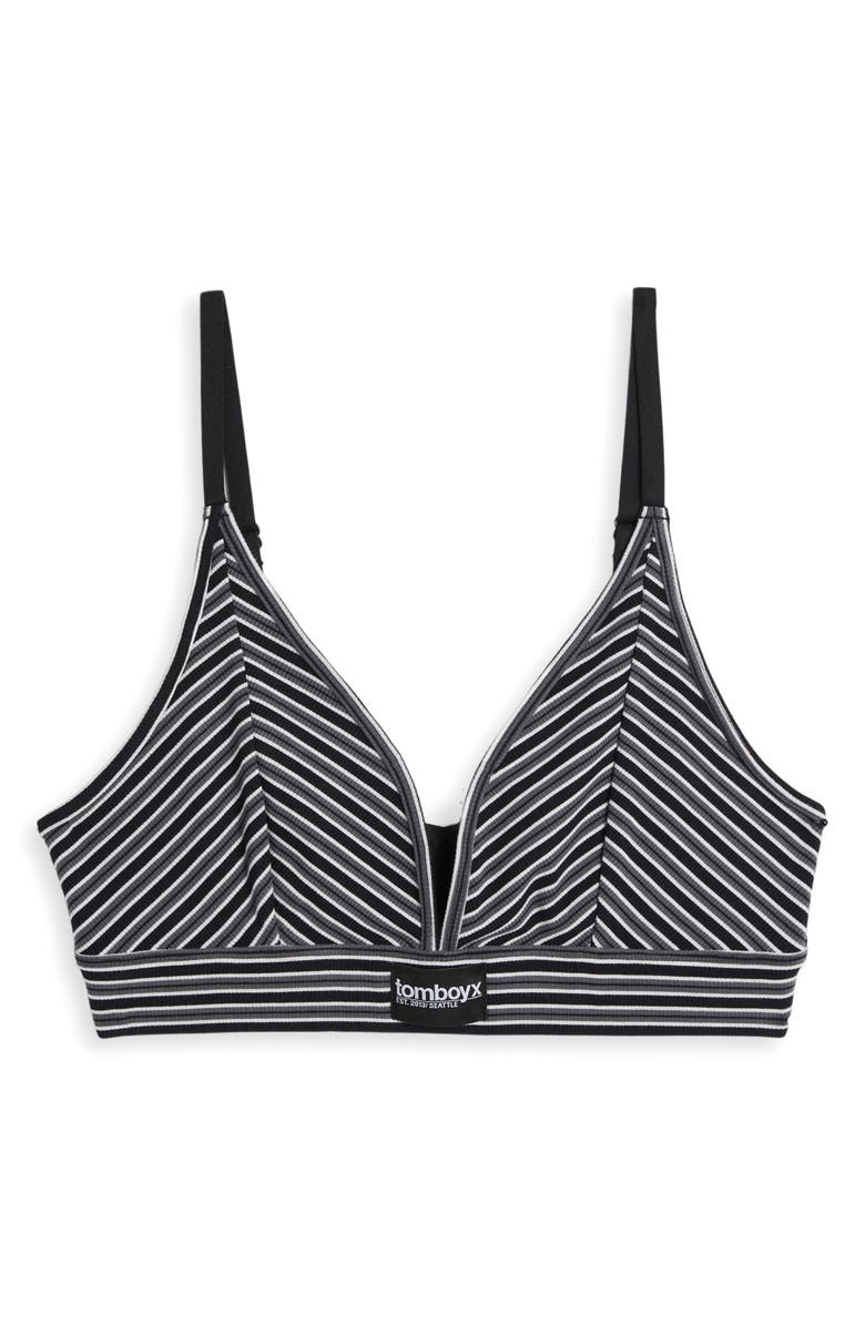 TomboyX Rib Triangle Bralette, Alternate, color, Icy Stripe