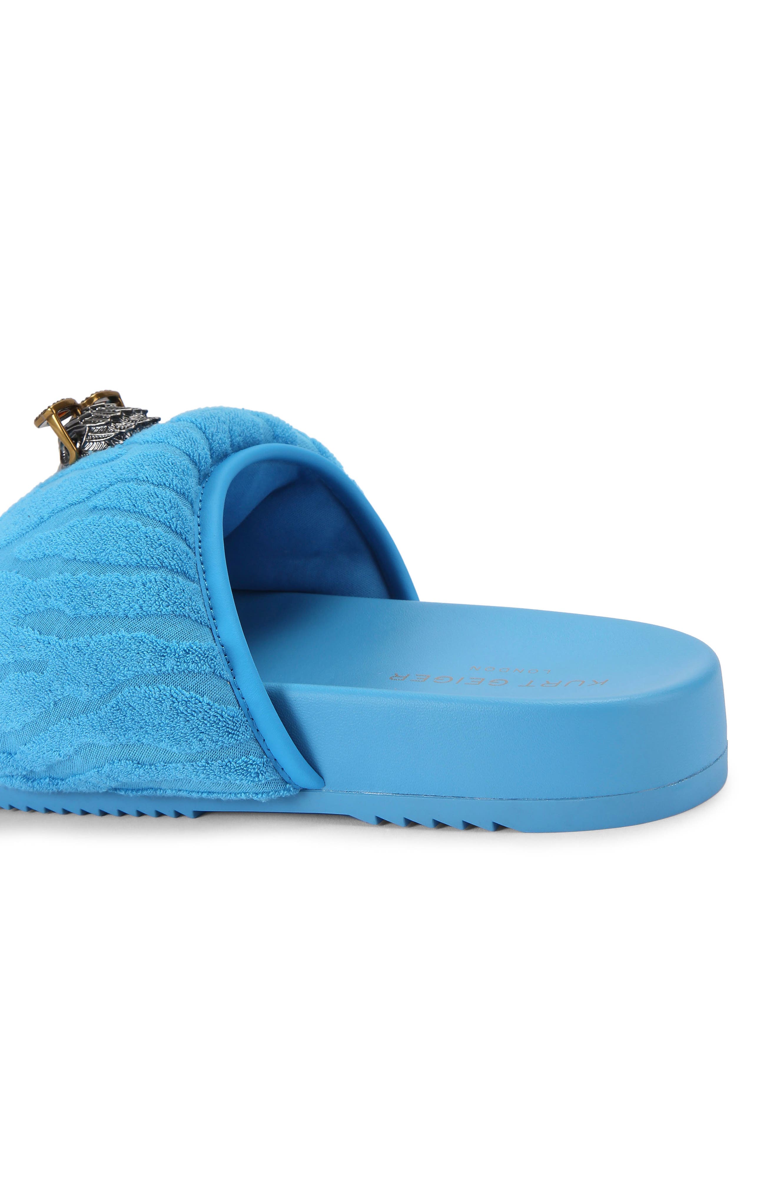 Kurt Geiger London Puff Eagle Head Slide Sandal, Alternate, color, Medium Blue