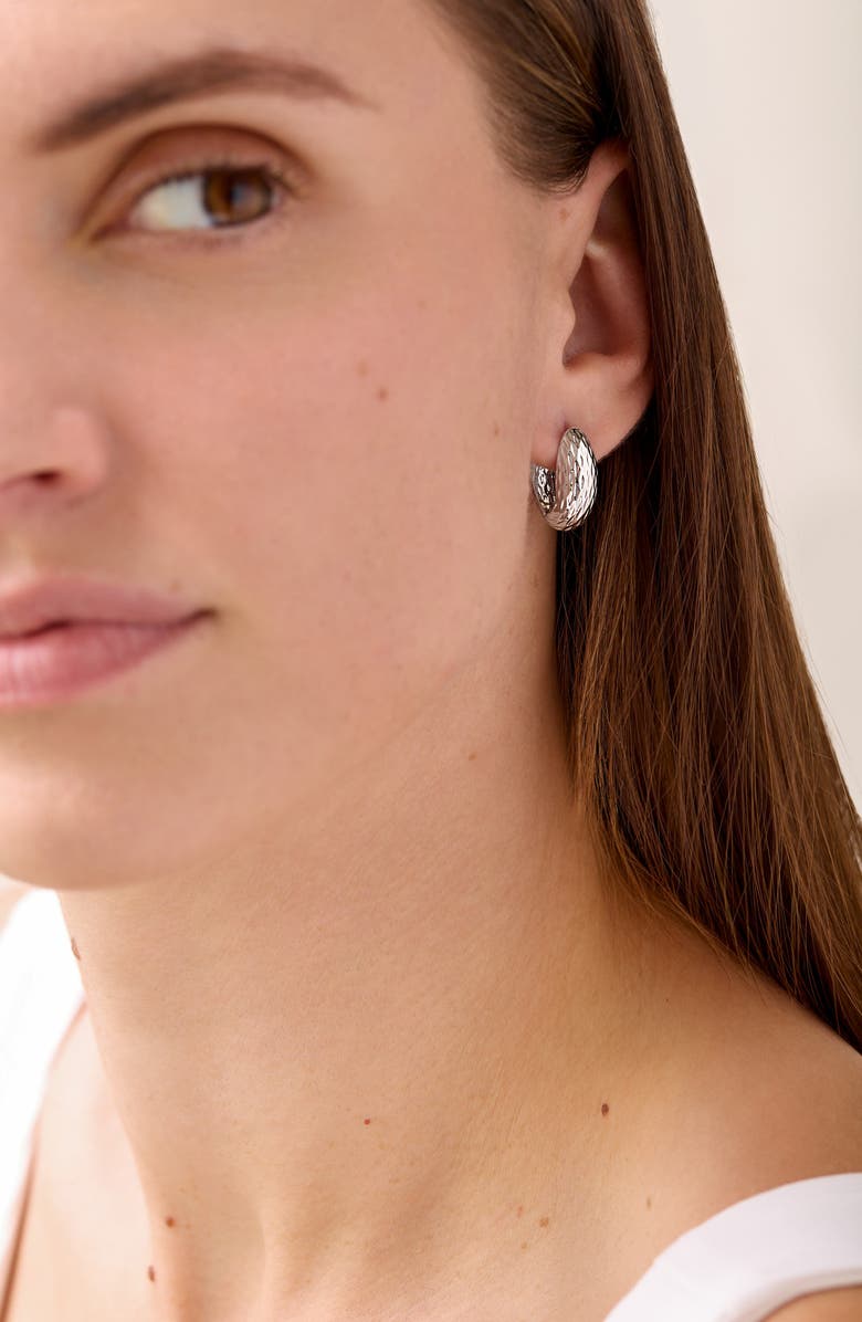 Bony Levy 14K Gold Faceted Huggie Hoop Earrings, Alternate, color, 14K White Gold