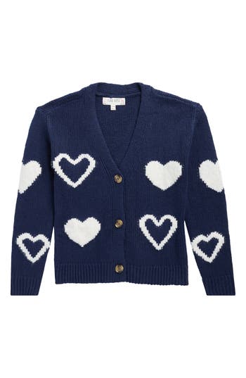 Pink Rose Kids' Heart Cardigan In Blue