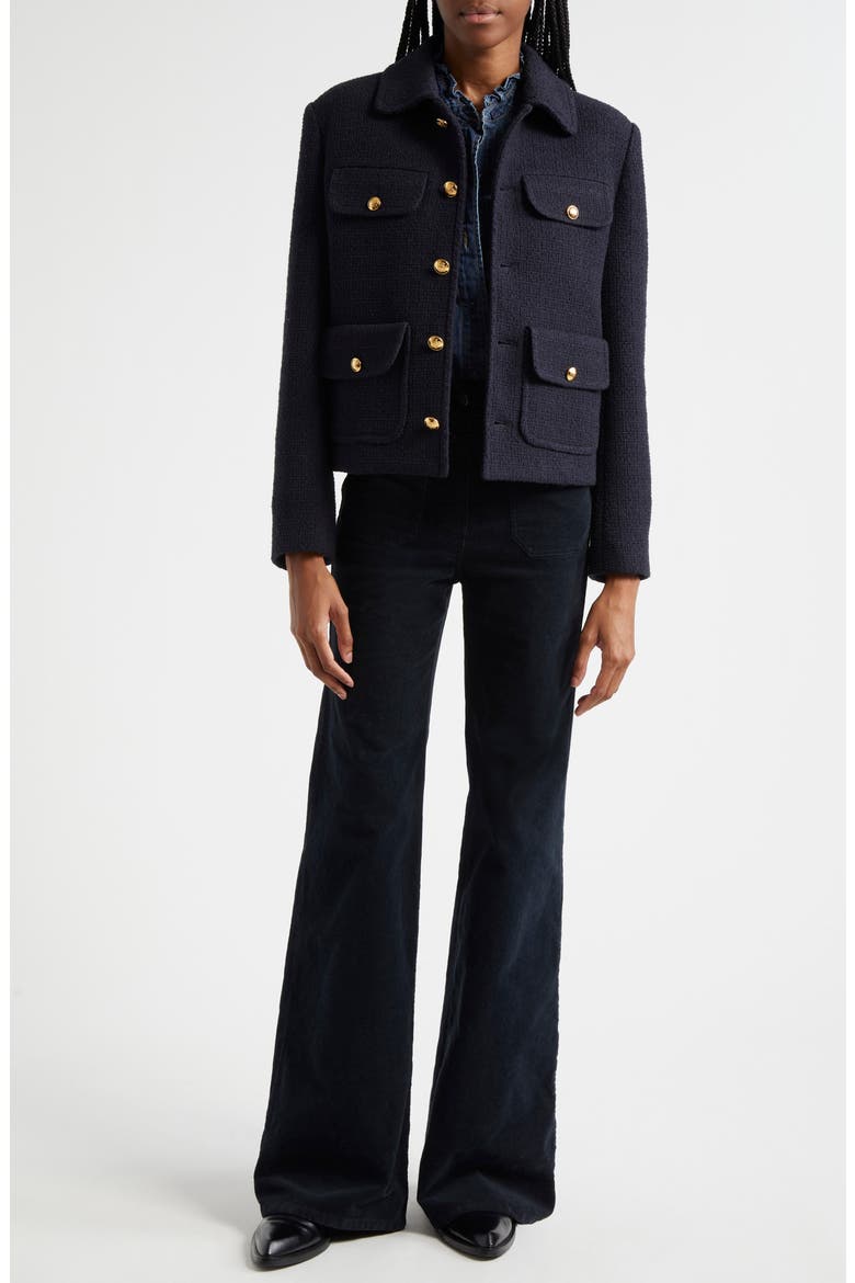 Paola Tweed Jacket, Alternate, color, DARK NAVY