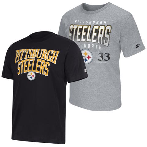 Men's Starter  Black/Heather Gray Pittsburgh Steelers Two-Pack Logo T-Shirt Set