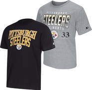 STARTER Men's Starter Black/Heather Gray Pittsburgh Steelers Two-Pack Logo T-Shirt Set