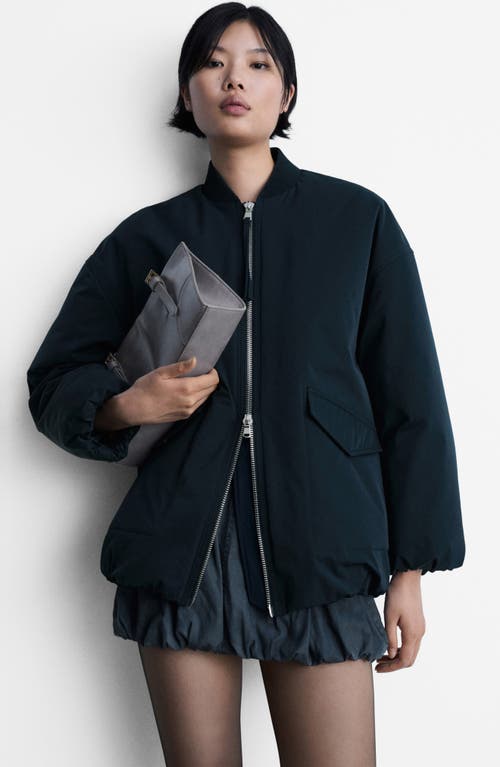 Mango Two-way Zip Bomber Jacket In Dark Navy