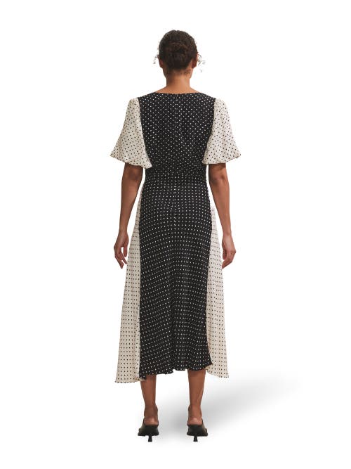 Ro&zo Mono Contrast Spot Midi Dress In Mono