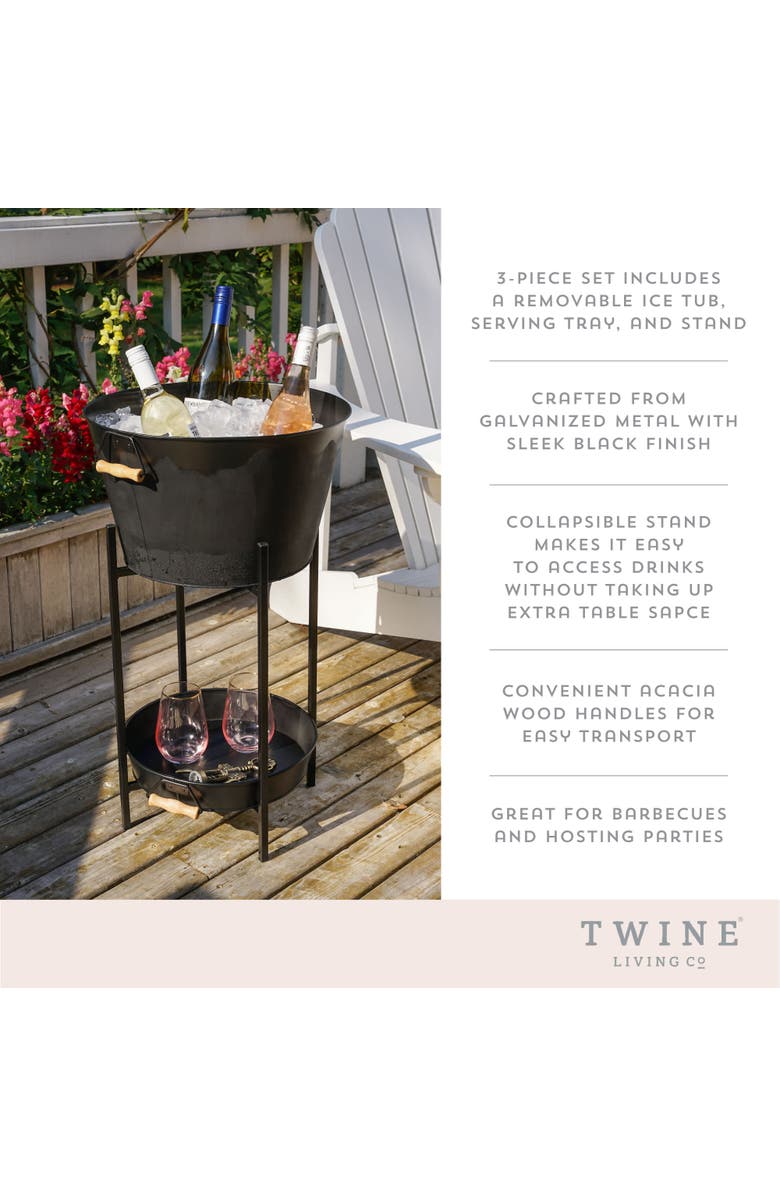 TWINE Beverage Tub with Stand & Tray in Black, Alternate, color, Black