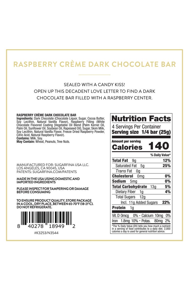 sugarfina Je T'aime Dark Chocolate Raspberry Crème Chocolate Bar Duo, Alternate, color,