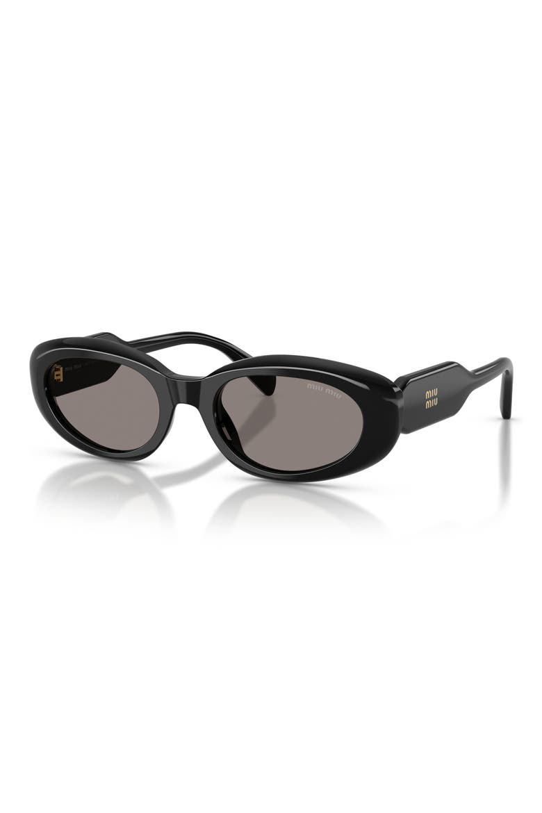 53mm Oval Sunglasses, Alternate, color, BLACK / DARK GREY