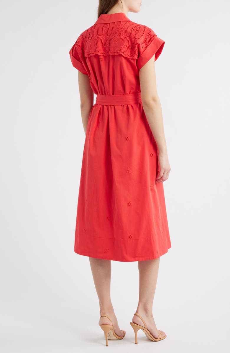 Elie Tahari Freya Embroidered Cotton Shirtdress, Alternate, color, 