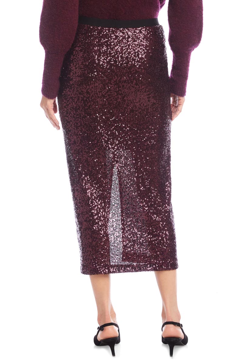 Karen Kane Sequin Midi Skirt, Alternate, color, Eggplant