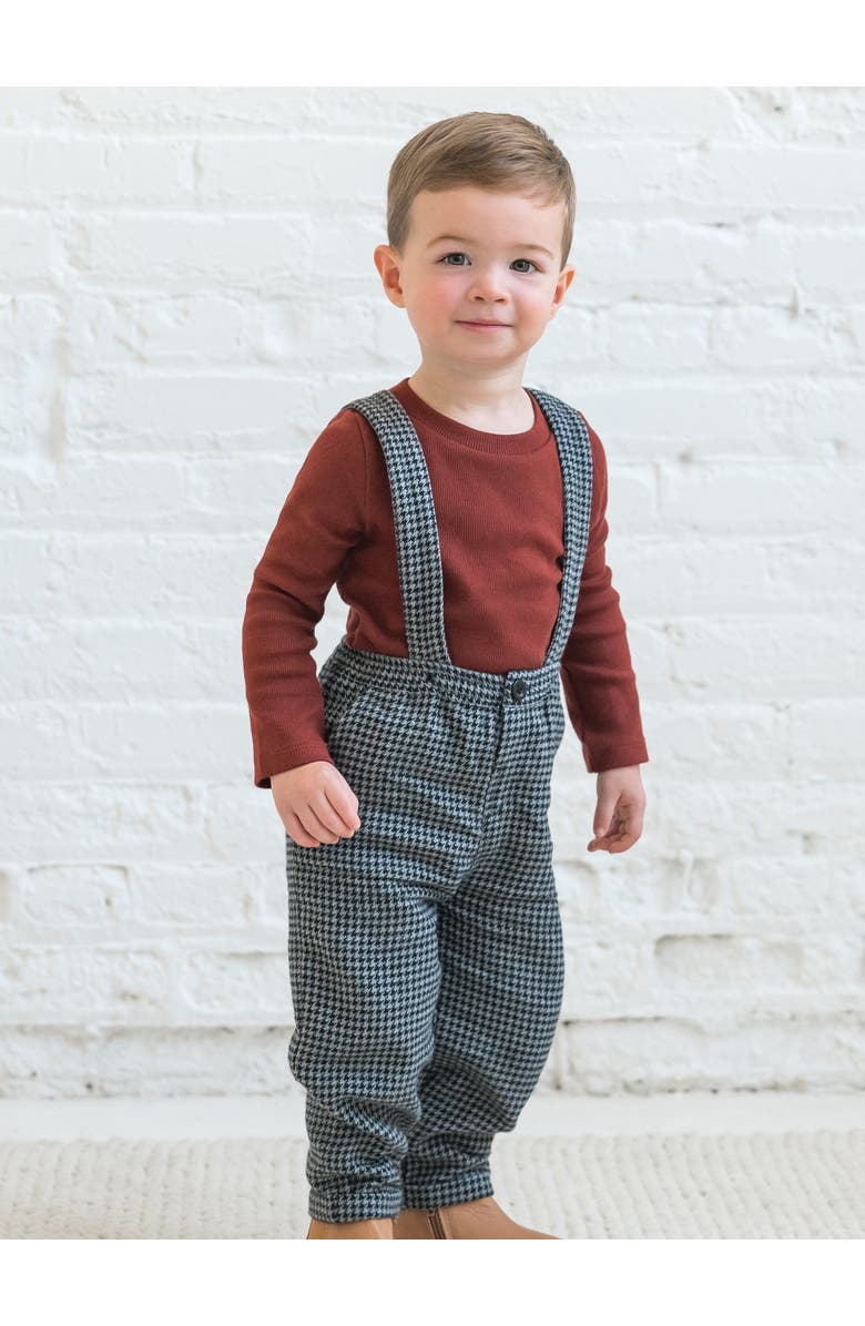 Kendi Hank Organic Flannel Pants with Suspenders, Alternate, color, Houndstooth