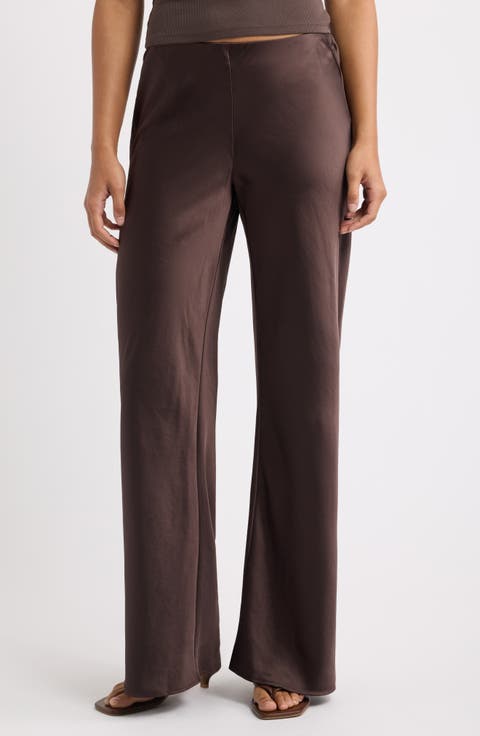 Satin Bias Mid Rise Pants