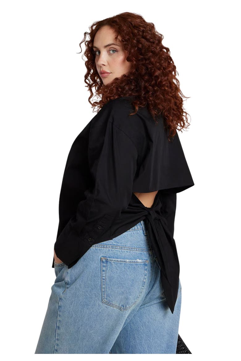 Tie Back Button Up Top, Alternate, color, BLACK ONYX