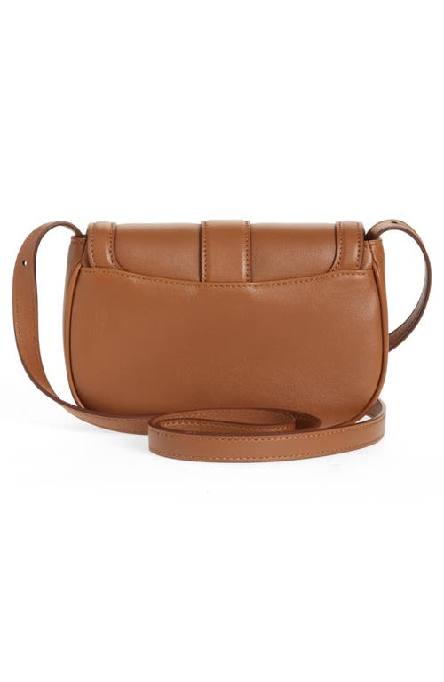 Alexander Mcqueen Mini T Bar Leather Saddle Crossbody Bag In Tan Silver