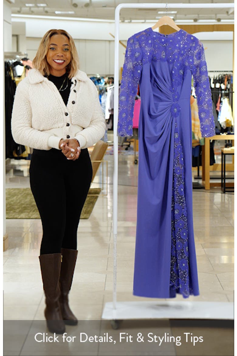 Embellished Long Sleeve Evening Gown (Women) | Nordstrom