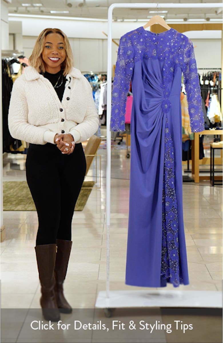 Embellished Long Sleeve Evening Gown, sales video thumbnail